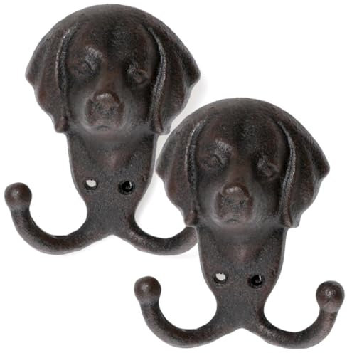 Novaliv 2x Gusseiserne Haken Hundekopf 10x6x12,5 cm einfache Montage stabil sicher ideal für Wand- und Decken-Dekoration Garderobe Vintage Stil robust langlebig und elegant perfekte Dekoration