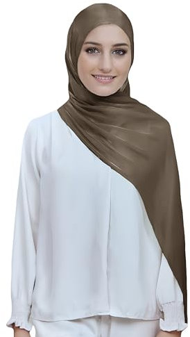 Lina & Lily Damen Hijab Kopftuch Schal mit Glanz-Schimmer Für Muslimische Frauen (Dunkel Taupe)