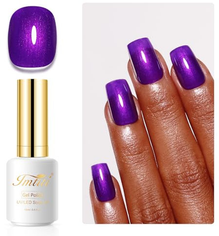 Imtiti Pearl UV Nagellack- 15ML Tiefes Lila Pearl Glitzer Shell Schimmer Gel Nagellack Mermaid Perlmutt Schimmer Gel Nail Polish Perlglanz Herbst Winter Gellack Soak Off UV Led