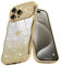 Teageo Cute Heart Pattern Curly Phone Case for iPhone 15 Pro Max, Wave Frame Glitter Case for Girls Women Aesthetic Bling Cover Shockproof Soft TPU Bumper for iPhone 15 Pro Max, Gold