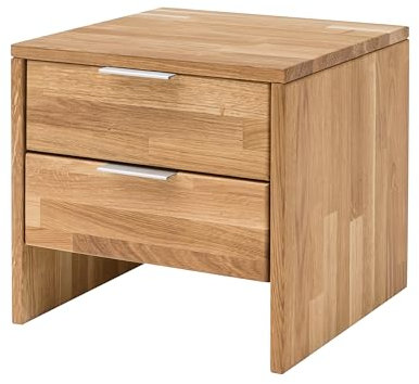 WOODLIVE DESIGN BY NATURE Nachttisch Nick aus massiver Wildeiche inkl. 2 Schubladen