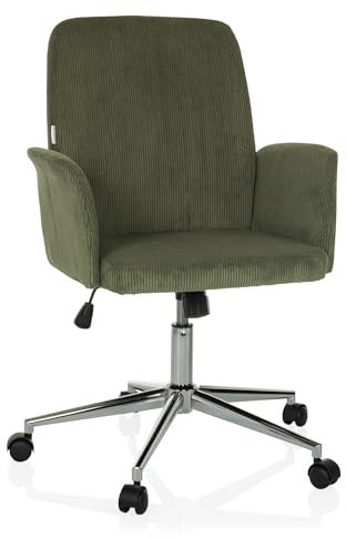 hjh OFFICE Homeoffice Stuhl gepolstert mit Cord-Optik SOLAO Cord Schreibtischstuhl Drehstuhl mit Rollen höhenverstellbar, Dunkelgrün