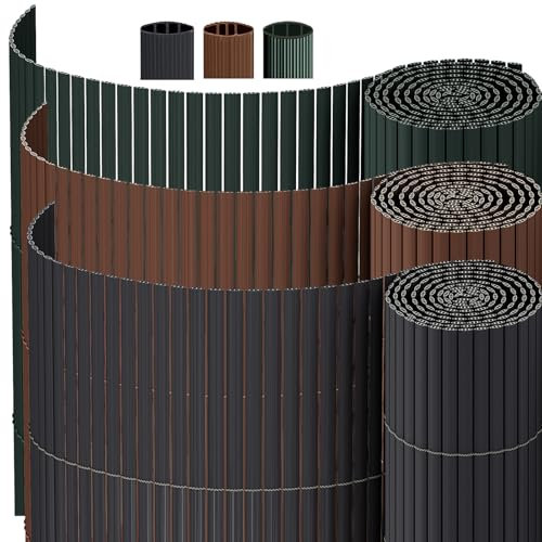 INMOZATA PVC Sichtschutzmatte 80cm Hoch x 300cm Lang mit Dreifach Verstärkung Innen, Garten Balkon Sichtschutz Zaun mit Kabelbindern,Windschutz Wasserdicht ohne Bohren für Balkon Garten Terrasse-Grau