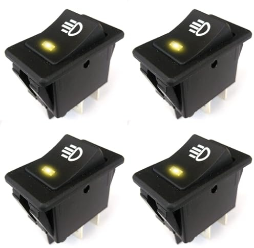 4 Stück LED Wippschalter, 4Pin Auto Nebellampe Kippschalter Schalter mit Gelb Licht Beleuchtet, 12V