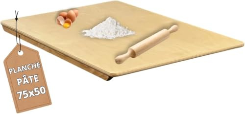 TOMAINO - Ausrollbrett zum Kneten aus Birkenholz - Brett für Nudeln, Pizza und Kuchen (75 x 50 cm)