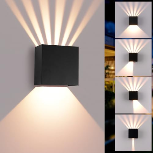 ALLOMN LED Wandleuchten Innen/Außen, Warmweiß Up und Down Außenwandleuchte Innen Einstellbarer Lichtstrahl IP65 Wasserdichte LED Wandlampe Aussenlampe für Wohnzimmer Schlafzimmer Treppe Garten Balkon
