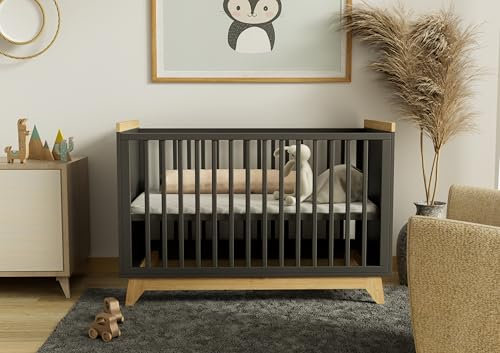 ms factory Babybett Vigo 120x60 cm – Minimalistisches Kinderbett aus Kiefernholz mit ausziehbarer Seitenbarriere – Flexibles Baby Bett im skandinavischen Stil, ideal als Gitterbett & Kinder Bett