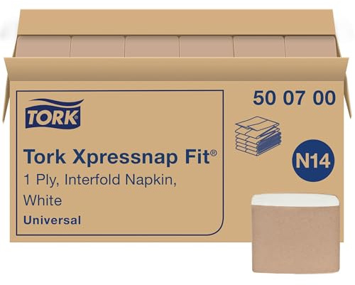 Tork Xpressnap Fit weiße Spenderserviette N14, C-Falz, 1-lagig, 240 Servietten, je 10,8 x 8,2 cm, 500700