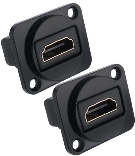 The Lord of the Tools 2 Stücke HDMI Gerade D-typ Panel Adapter Stecker Buchse auf Buchse Vergoldet Flache Kopf Stecker für TV Laptop Projektor