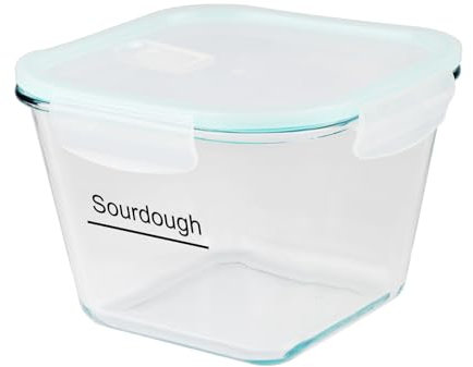 ZoeQide Tarro para Masa Madre 2L – Recipiente de Vidrio de Borosilicato con Tapa de Plástico Ventilada – Boca Ancha – Kit de Inicio para Pan Casero – Apto para Lavavajillas – Transparente