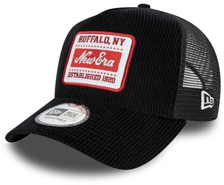 New Era Truckercap Verstellbarer Snapback gebogener Schirm Mesh Cord Kappe A-Frame Sommer schwarz - One-Size