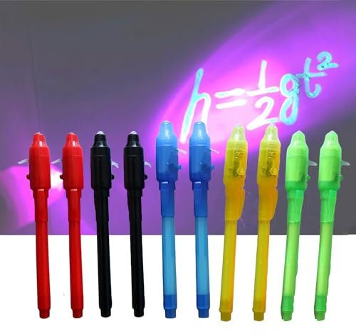 Bolígrafo Tinta Invisible,Bolígrafos Invisibles,Lapiz Secreto,Bolígrafos Secretos,Bolígrafo Tinta Invisible con Luz,Bolígrafo Invisible Niños,Boligrafos Magicos Tinta Invisible,10PCS