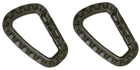 2er Set Kunststoff Karabiner D-Form – Leicht & robust | Molle Karabinerhaken für Rucksack, Camping, Wandern, Outdoor | 8,5 cm | Bis 12 kg belastbar | Nicht zum Klettern (Olive)