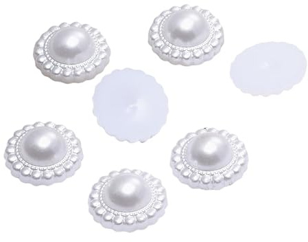 WANYI 100 Stück Halbperlen Patches Acrylperlen Patch Halbe Perlen zum Basteln Perlen Blumen Aufnäher Applikationen für DIY-Bastelbedarf Kleidung Hüte Haarschmuck（Weiß）