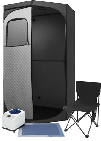 Sauna vapeur portable avec tente, chaise pliable et vapeur, minuterie et température réglables avec télécommande, mini sauna pour la maison, 1350 W pour maisons, saunas, clubs, spas