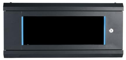 Netzwerkschrank 19 Zoll 4HE I 450 mm Tiefe I Serverschrank Schwarz I Wandmontage I abschließbare Glastür I unmontiert I 100 kg Traglast I 600×450×280 mm (Schwarz - 45cm Selbstaufbau, 4HE)