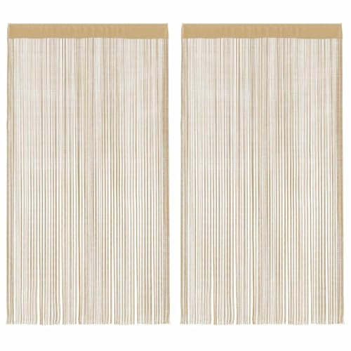 Mokuyary Fadenvorhänge 2er Set 100 x 250 cm Beige Verdunklungsvorhänge, Thermovorhang Fenster Gardinen Verdunkelnd, Abdunkelnde Vorhänge für Wohnzimmer Schlafzimmer