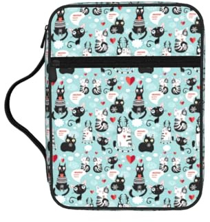 FBGHHTY Borsa porta scritture con stampa di gatti bianchi e neri, morbida, impermeabile, per culto e viaggi devozionali