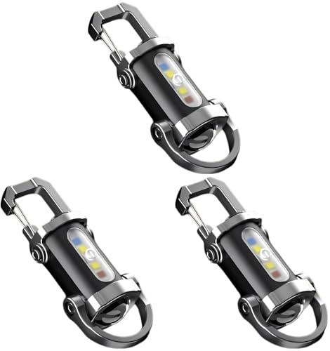 yeeplant Tragbare LED-Arbeitsleuchte, 3 Stück, Schlüsselanhänger-Taschenlampe mit Handy-Ladegerät, wiederaufladbar, Mini-Akku, 300 mAh Akku, 7 Modi, inklusive 6 USB-Kabeln