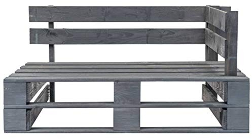 PTUGUOF Outdoor Pallet Corner Bench Gray, Wooden Sofa for Patio Garden, Solid Pine Wood Outdoor Bench, Easy Assembly