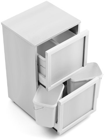 Arredamenti Italia Poubelles pour Le tri sélectif Madera 4, Bois - 4 paniers extractibles - Coleur: Blanc AR-It il Cuore Del Legno