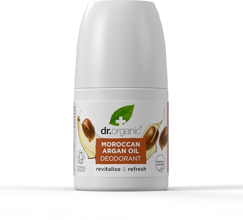 Dr. Organic Marokkanisches Arganöl Deodorant, Aluminiumfrei, Für Männer und Frauen, Natürlich, Vegan, Tierversuchsfrei, Paraben- & SLS-frei, Recycelt & Recyclebar, Zertifiziert Bio, 50ml