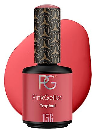 Pink Gellac UV Gel Nagellack - 156 Tropical 15 ml - Lang Anhaltend Shellac Nagellack Rot - Gel UV für 14 Tage Nägel in Salonqualität - Made in Holland
