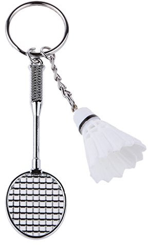 CuteFly Porte-clés Mini-bedminton Raquette Shuttlecock Pendentif Cadeau Homme Femme Blanc #3