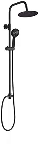 ENKI RG017 Carre Round Modern Rigid Riser Kit, Stainless Steel, Rainfall