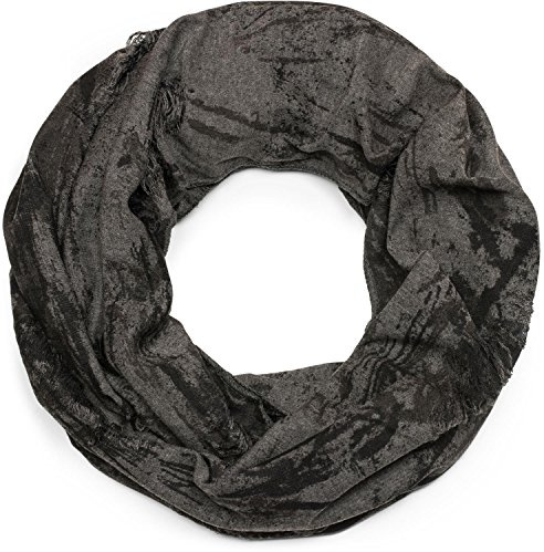 styleBREAKER Unisex Loop Schal Destroyed Vintage | Weiches Gewebe mit Rissen und Fransen, 81x43 cm, kratzfrei, als Rundschal bequem 2- bis 3-mal um den Hals wickelbar.