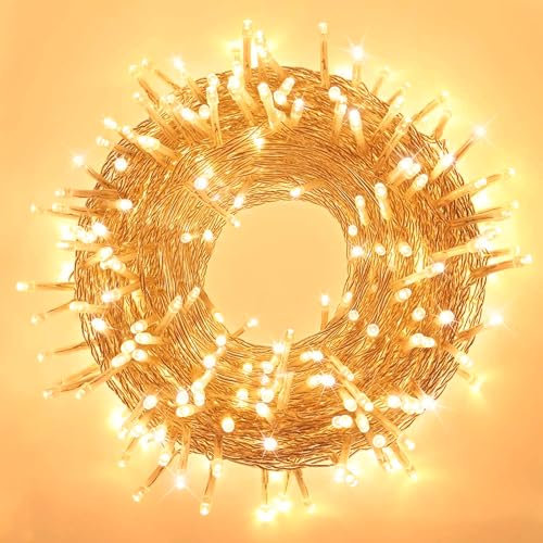 Elegear 100M 500 LED Christmas Fairy Lights Mains Powered with 8 Modes, Outdoor Waterproof String Lights Plug in for Xmas Tree Wedding Party Garden Outside/Indoor Decoration Decor, Warm Red