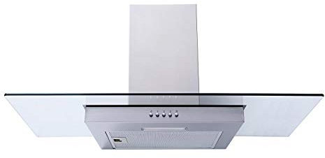 SIA FL90SS Steel 90cm Flat Glass Chimney Cooker Hood Extractor Fan