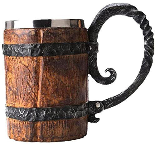 Froiny Bois Style Tasse De Bière Simulation Beer Cup Tonneau en Bois Mur Tasse Potable Métal Isolé Bar Timbale