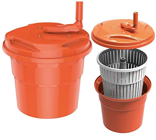 KELUNIS 10L/20L Essoreuse À Salade Commerciale, Grande Capacité Laveuse Et Sécheuse De Laitue avec Verrou De Couvercle Sécurisé Et Poignée Rotative pour Nettoyer Les Légumes Verts Et Les Légumes,10L