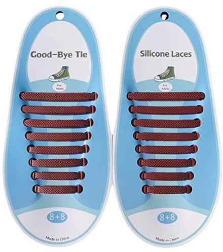TPLF LACET SILICONE CAOUTCHOUC ADULTE ENFANT ADAPTABLE SYSTEME D'ACCROCHE CHAUSSURE BASKET SNEACKERS ELASTIQUE (MARRON)