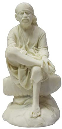 KULIA® Sai Baba Statue dekorative Figur indische Göttin hinduistische Rituale Pooja Samagri Meditationsstatue handgeschnitzte Mini-Gott-Skulptur religiöses Pooja-Zubehör religiöses Zuhause Büro