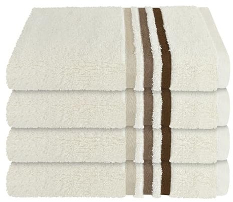 Schiesser Frottier Handtuch Skyline Color im 4er Set | 100% Baumwolle aus nachhaltiger Produktion | saugstark, weich, farbecht | 50x100cm | Creme