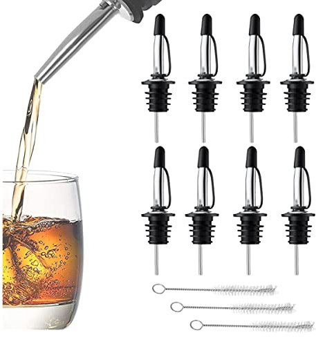 Ruikdly Metal Pour 8 Pezzi Tappo Dosatore Olio Versatori in Acciaio Inox Beccuccio Cocktail Dosatore Cocktail Bottiglia per Cocktail Liquore Olio Aceto Succo