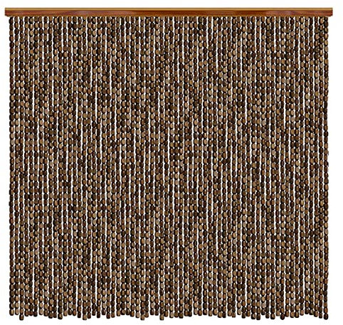 Rideau de Porte Perlé en Bois Naturel, Bambou Suspendus, Pare-Vue Anti-Insectes, Panneau Décor de Diviseur Salon Chambre à Coucher Porche, Personnalisable (90 Strands-90x220cm)