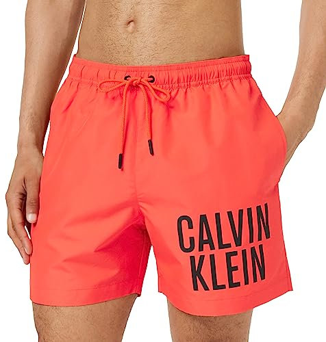 Calvin Klein Homme Short de Bain Long, Orange (Bright Vermillion), S