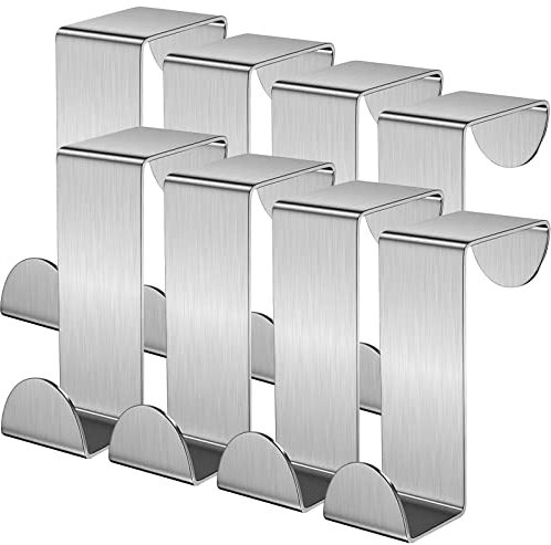 Over Door Hanger, 8 Pack Metal Small Over Door Hooks Fits 1.8cm and 4cm Door Widths, Stainless Steel Z-Shaped Reversible Dual Head Single Over The Door Hanger Coat Hook for Bedroom, Wardrobe (Silver)