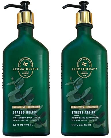 Bath & Body Works Bath and Body Works Stress Relief Eukalyptus & Green Mint Geschenk-Set, feuchtigkeitsspendende Körperlotion, 175 ml, 2 Stück