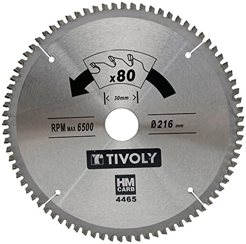 Tivoly XT50514004465 Lame de Scie Circulaire Ø216 x30mm x Z: 80 Dents Carbure, Coupe Finition -Pour plastique, aluminium, multimatériau
