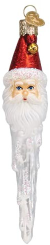 Old World Christmas Jingle Bell Weihnachtsmann Eiszapfen Glas geblasen Ornament für Weihnachtsbaum