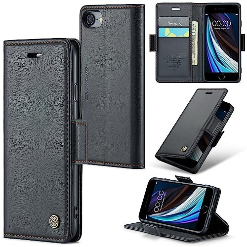 ZXHYliang Schutzhülle mit RFID-Blockierung, für iPhone 6/7/8/SE2/SE3, mit Kartenhalter für Damen und Herren, strapazierfähiges Leder, Ständer, Magnetverschluss, stoßfest, Klapphülle für iPhone