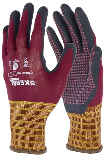 KERBL works Arbeitshandschuhe Premium Plus, 12/XXXL, Damen/Herren | 1 Paar, rot, mit Noppen, Nitril, touchscreenfähig, grifffest, abriebsfest ölbeständig, Montage, Industrie, Bau
