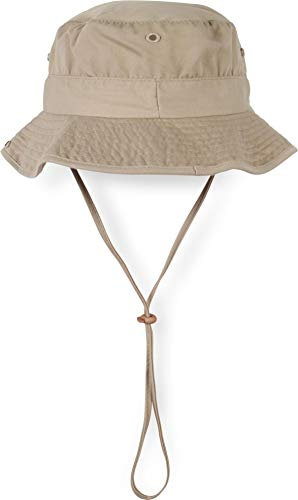 normani Schlapphut aus Baumwolle mit umklappbarer Krempe und Kinnband Farbe Khaki Größe L=59