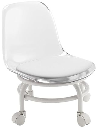 perfk Tabouret Roulant Bas, Chaise pivotant avec Support Dorsal, Repose-Pieds Robuste, siège à roulettes Basses, Tabouret Roulant Rotatif à 360, Clair