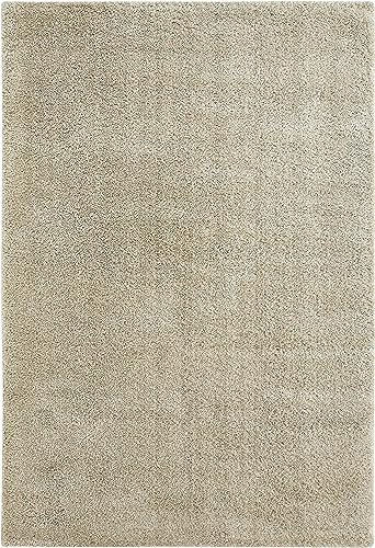 andiamo Teppich Chia hochwertiger Teppich Wohnzimmer oder Schlafzimmer mit 30mm Florhöhe - einfarbiger Wohnzimmerteppich 60 x 110 cm beige