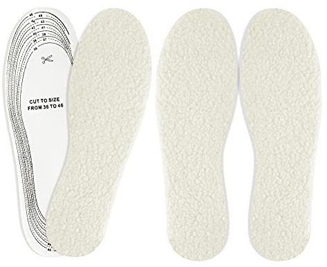 2 Paar Einlegesohlen mit Schafwolle Natürlichem Kork, Wärme Schuheinlagen Winter Lammwoll Einlagen Schuhe Thermo Pads Wollsohle Wintereinlegesohlen Schaffellsohlen für Damen Herren Erwachsene 36-47